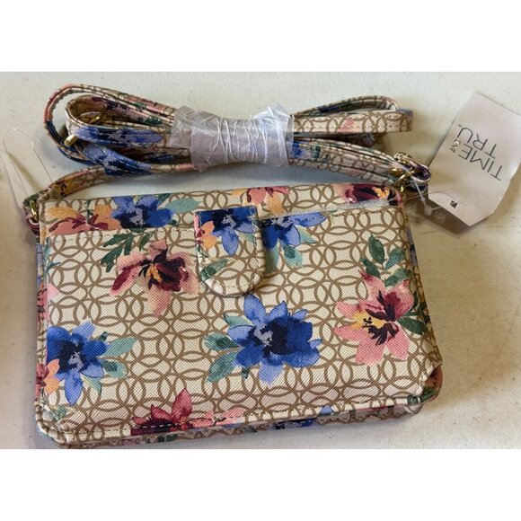 Time and Tru Brand Wallet on a String w/Front Snap and Zipper Floral Print (NWT) - Picture 5 of 15